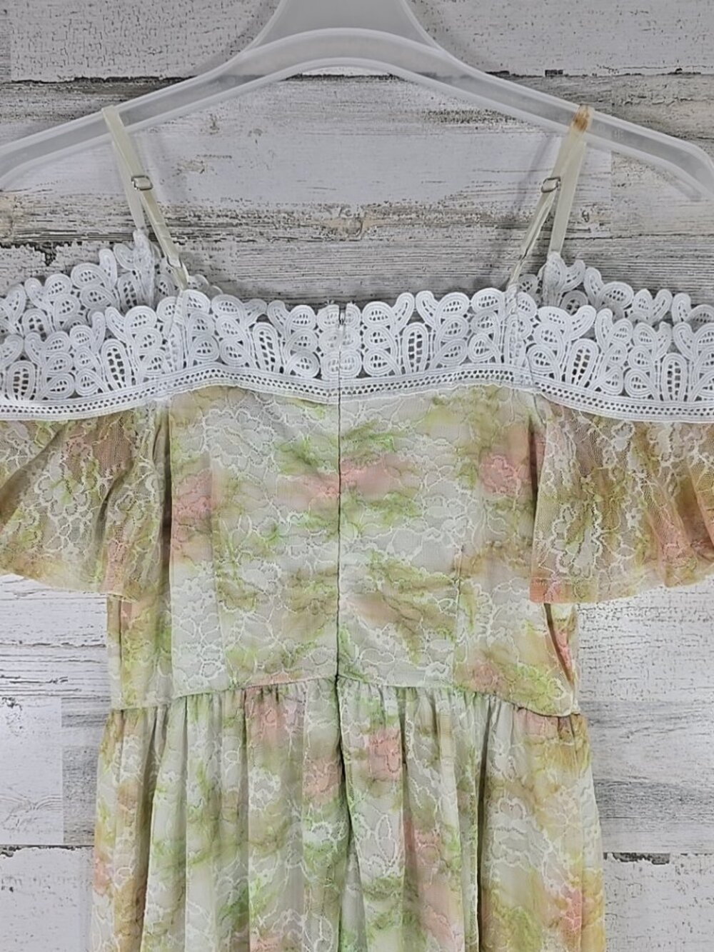 DISNEY PRINCESS Pastel Floral Lace Dress MEDIUM White Trim Fairytale Cottagecore - Picture 9 of 16